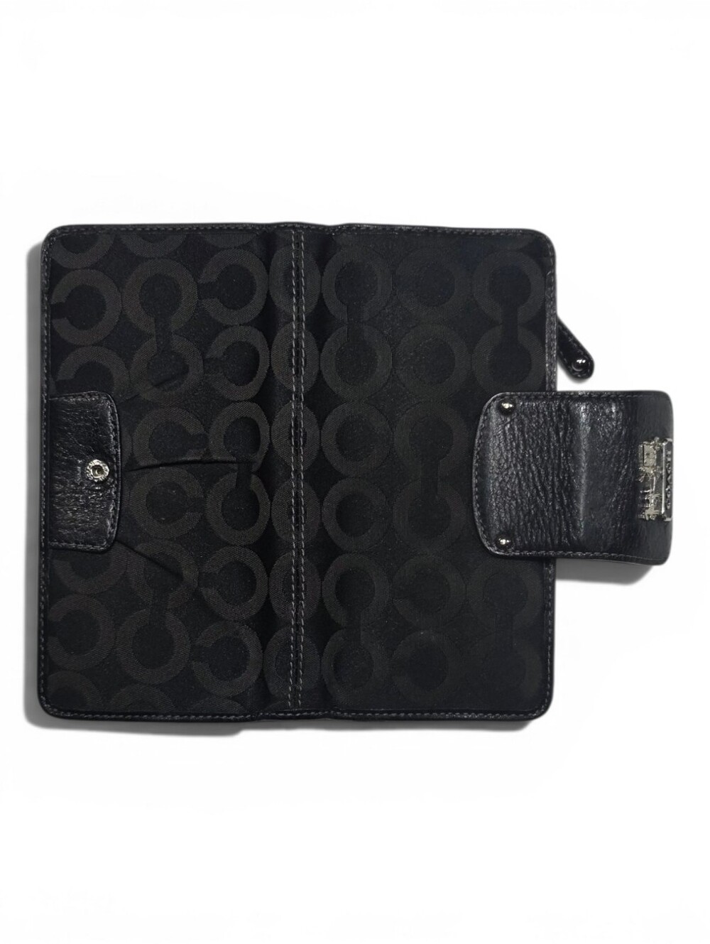 Coach Black Signature Continental Wallet with Logo Plaque, Preowned/Pre Loved - Picture 7 of 16